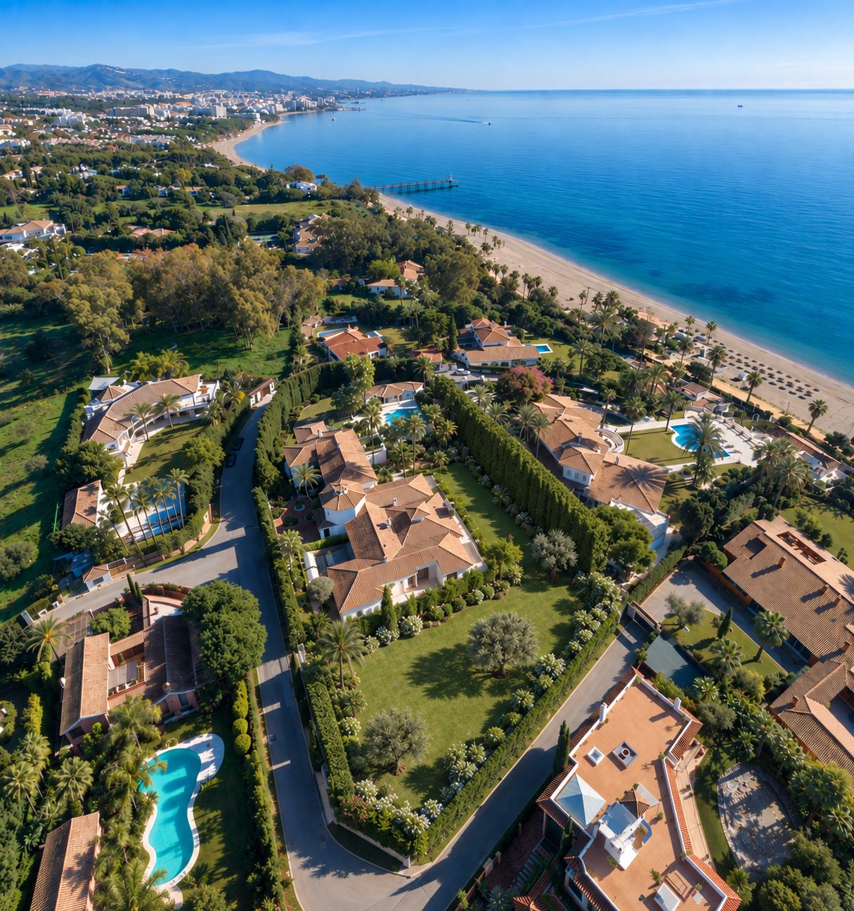 The Golden Mile coastline from above